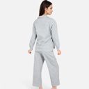 Gray Medium Women's Long Sleeve Pullover and Wide Leg Pants Lounge Set