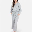 Gray XL Women's Long Sleeve Pullover and Wide Leg Pants Lounge Set