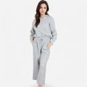 Gray XL Women's Long Sleeve Pullover and Wide Leg Pants Lounge Set