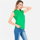 Green Large Women's Sleeveless Knit Sweater Top with Fringe Shoulder Detail