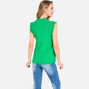 Green Medium Women's Sleeveless Knit Sweater Top with Fringe Shoulder Detail