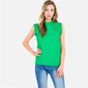 Green XL Women's Sleeveless Knit Sweater Top with Fringe Shoulder Detail