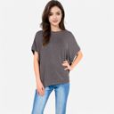 Black Medium Women's Oversized Knit Pullover Top with Side Slits and Ribbed Texture