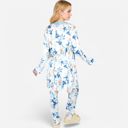 Blue Small Women's Floral Print 3-Piece Pajama Set with Long Cardigan