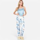 Blue XL Women's Floral Print 3-Piece Pajama Set with Long Cardigan