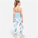 Blue XL Women's Floral Print 3-Piece Pajama Set with Long Cardigan