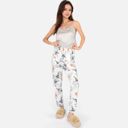 Gray XL Women's Floral Print 3-Piece Pajama Set with Long Cardigan