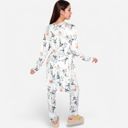 Gray XL Women's Floral Print 3-Piece Pajama Set with Long Cardigan