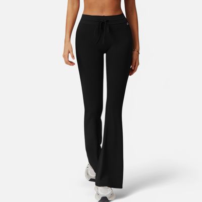 Women's High Waist Flare Athletic Pants with Drawstring Waist