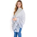 Gray Women's Elegant Floral Embroidered Sheer Scarf with Lightweight Textured Fabric Overlay for Sophisticated Style