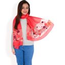 Red Women's Elegant Floral Embroidered Sheer Scarf with Lightweight Textured Fabric Overlay for Sophisticated Style