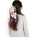 Blue Women's Elegant Floral, Abstract, and Chain Print Silk Square Scarves with Bold Patterns and Luxurious Satin Finish