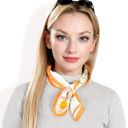 White Women's Elegant Floral, Abstract, and Chain Print Silk Square Scarves with Bold Patterns and Luxurious Satin Finish