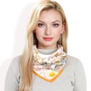 White Women's Elegant Floral, Abstract, and Chain Print Silk Square Scarves with Bold Patterns and Luxurious Satin Finish