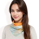 Yellow Women's Elegant Floral, Abstract, and Chain Print Silk Square Scarves with Bold Patterns and Luxurious Satin Finish