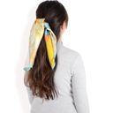 Yellow Women's Elegant Floral, Abstract, and Chain Print Silk Square Scarves with Bold Patterns and Luxurious Satin Finish