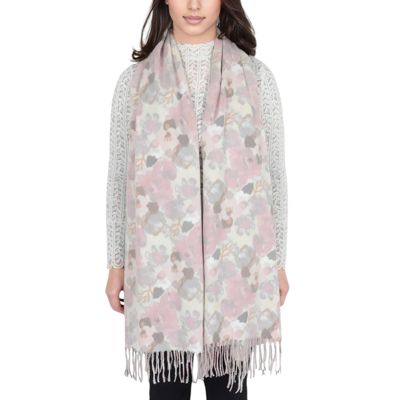 Women's Winter Cashmere Feel Scarf Floral Printed Classic Fringe Shawls Wrap Scarves