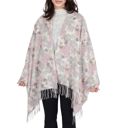 Black Women's Winter Cashmere Feel Scarf Floral Printed Classic Fringe Shawls Wrap Scarves