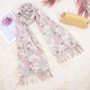 Black Women's Winter Cashmere Feel Scarf Floral Printed Classic Fringe Shawls Wrap Scarves