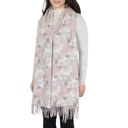 Pink Women's Winter Cashmere Feel Scarf Floral Printed Classic Fringe Shawls Wrap Scarves