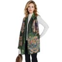 Green Women's Luxury Floral Pattern Satin Scarf Lightweight Silky Wrap Shawl Scarves for Evening Dresses