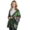 Green Women's Luxury Floral Pattern Satin Scarf Lightweight Silky Wrap Shawl Scarves for Evening Dresses