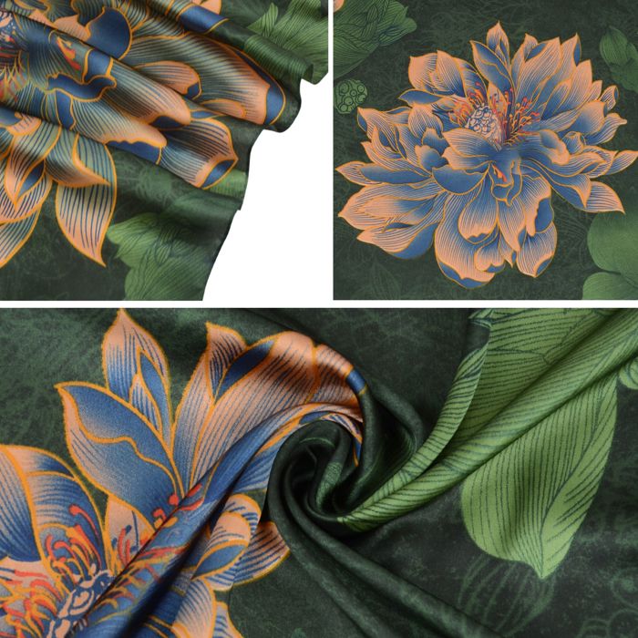 Women's Luxury Floral Pattern Satin Scarf Lightweight Silky Wrap Shawl Scarves for Evening Dresses