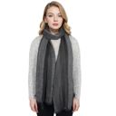 Black Vintage Textured Striped Scarf Lightweight Fringed Soft Warm Wrap Shawls for Women