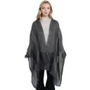 Black Vintage Textured Striped Scarf Lightweight Fringed Soft Warm Wrap Shawls for Women