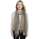 Brown Vintage Textured Striped Scarf Lightweight Fringed Soft Warm Wrap Shawls for Women