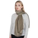 Brown Vintage Textured Striped Scarf Lightweight Fringed Soft Warm Wrap Shawls for Women