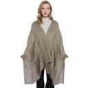 Brown Vintage Textured Striped Scarf Lightweight Fringed Soft Warm Wrap Shawls for Women