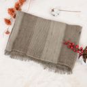 Brown Vintage Textured Striped Scarf Lightweight Fringed Soft Warm Wrap Shawls for Women