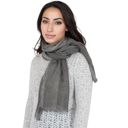 Gray Vintage Textured Striped Scarf Lightweight Fringed Soft Warm Wrap Shawls for Women