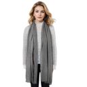 Gray Vintage Textured Striped Scarf Lightweight Fringed Soft Warm Wrap Shawls for Women