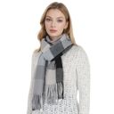 Gray Women's Classic Plaid Fringe Scarf Soft Cashmere Feel Winter Checked Wrap Shawls