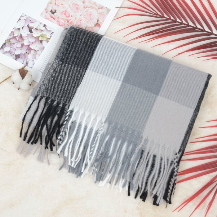 Women's Classic Plaid Fringe Scarf Soft Cashmere Feel Winter Checked Wrap Shawls