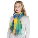 Multi Women's Classic Plaid Fringe Scarf Soft Cashmere Feel Winter Checked Wrap Shawls