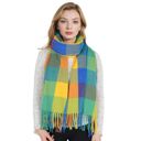 Multi Women's Classic Plaid Fringe Scarf Soft Cashmere Feel Winter Checked Wrap Shawls