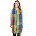 Multi Women's Classic Plaid Fringe Scarf Soft Cashmere Feel Winter Checked Wrap Shawls