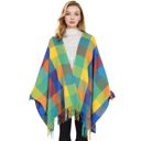 Multi Women's Classic Plaid Fringe Scarf Soft Cashmere Feel Winter Checked Wrap Shawls