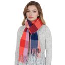 Pink Women's Classic Plaid Fringe Scarf Soft Cashmere Feel Winter Checked Wrap Shawls