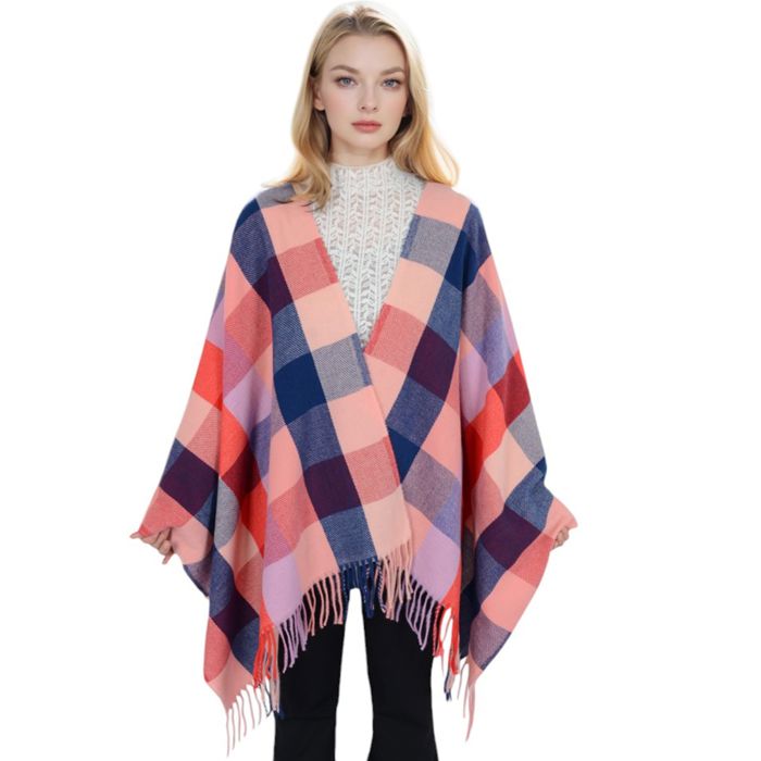 Women's Classic Plaid Fringe Scarf Soft Cashmere Feel Winter Checked Wrap Shawls