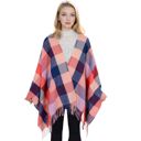 Pink Women's Classic Plaid Fringe Scarf Soft Cashmere Feel Winter Checked Wrap Shawls