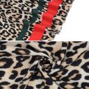 Red Women's Classic Leopard Print Scarf Contrasting Stripes Lightweight Shawl Wrap Scarves