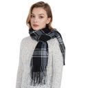  Classic Plaid Winter Scarf Cashmere Feel Checked Fringe Wrap Shawls for Women