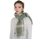 Green Classic Plaid Winter Scarf Cashmere Feel Checked Fringe Wrap Shawls for Women