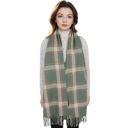 Green Classic Plaid Winter Scarf Cashmere Feel Checked Fringe Wrap Shawls for Women