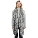 Black Women's Houndstooth Plaid Winter Scarf Soft Fringe Oversized Wrap Shawls