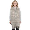 Beige Women's Houndstooth Plaid Winter Scarf Soft Fringe Oversized Wrap Shawls